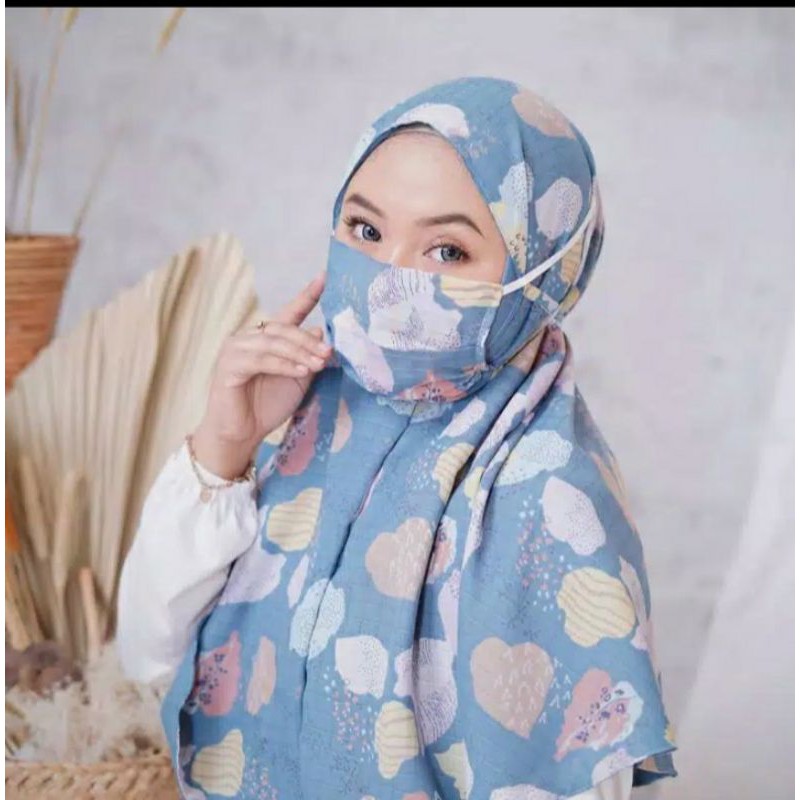 hijab bergo instan + masker / kerudung bergo instan + masker