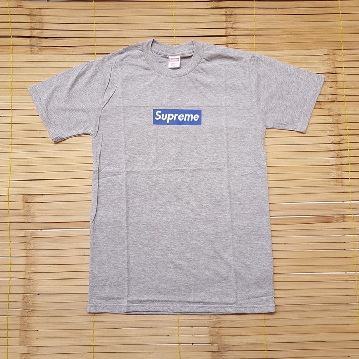 1084 KAOS TSHIRT SUPREME LOGO BOX NAVY GREY KAOS SUPREME KAOS ABU KAOS GREY