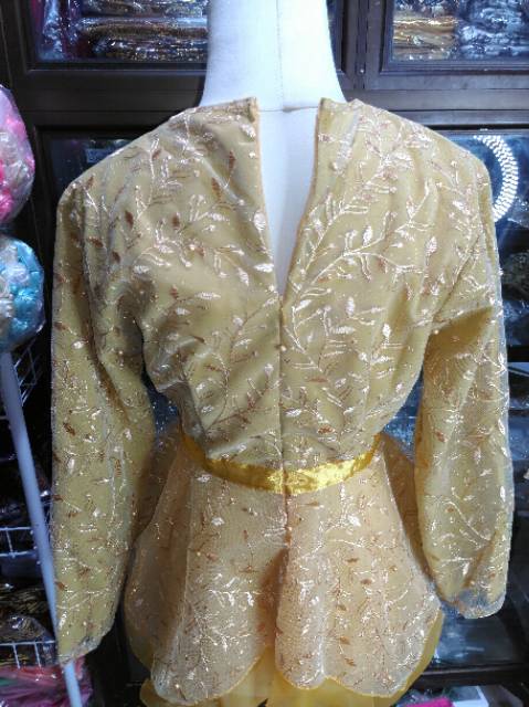 Kebaya pager ayu gold motif tile akar puring/ kebaya wisuda/ kebaya kekinian