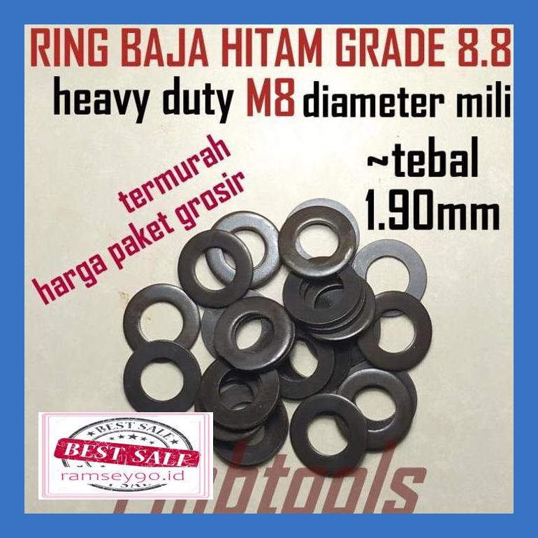 Reh0S Ring Plat M8 Baja Hitam Grade 8.8 Heavy Duty (Rph8808)-X25Pcs Yubdkst50