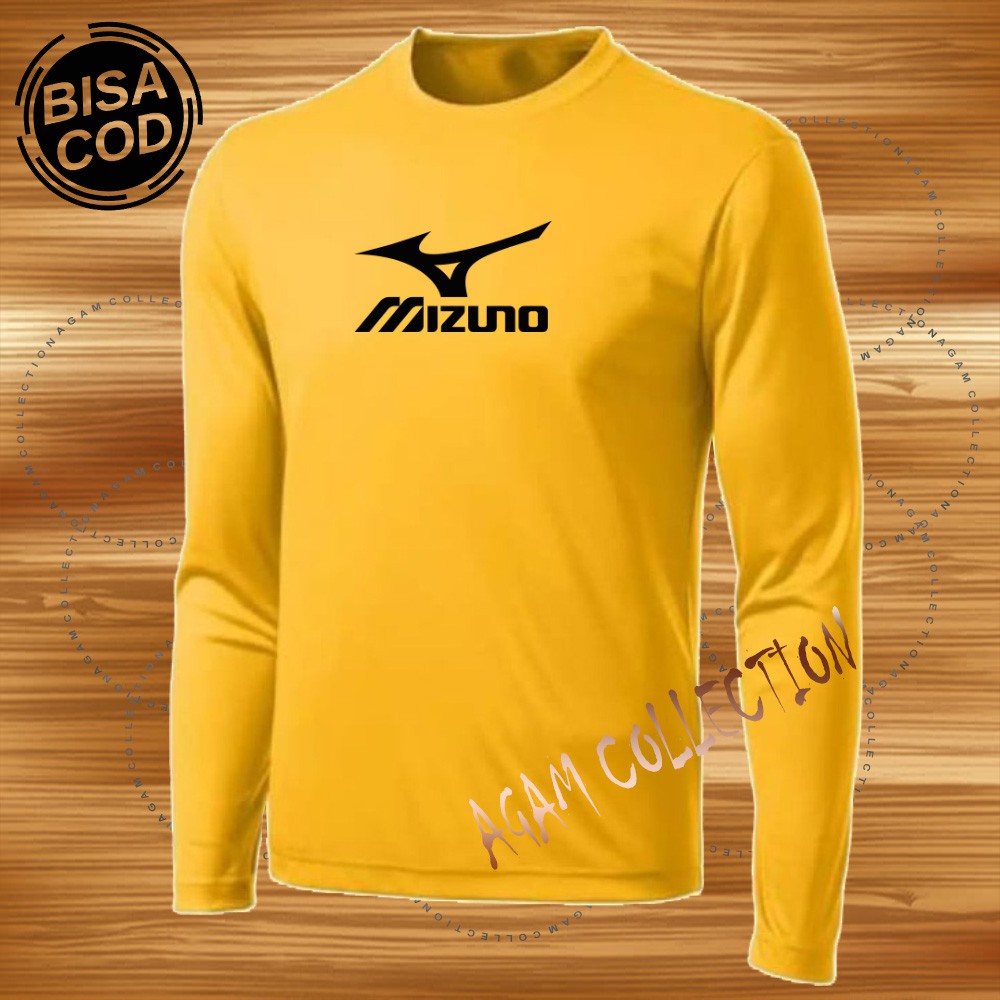 Agam Collection Baju Kaos Distro Mizuno Text Hitam Lengan Panjang Premium Quality