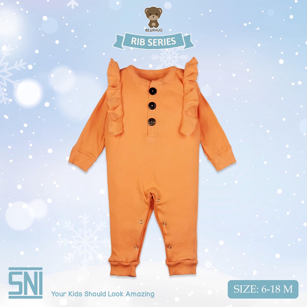 Bearhug Jumper Lengan Panjang  Rib Bayi Perempuan  XJD1 Mixcolour  Kancing Ruffle 3-12M-2