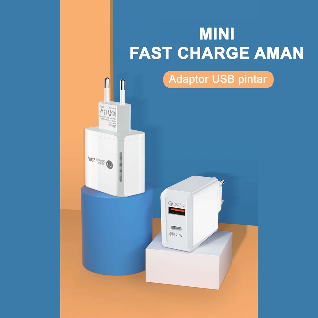 glowytoko Iphone 20W QC3.0 18W USB 3A Quick Charge 3.0 QC PD Charger Fast Charging Mobile Phone Adapter for iPhone12 Pro Max EU Plug Wall charger for Xiaomi Huawei Samsung Vivo oppo