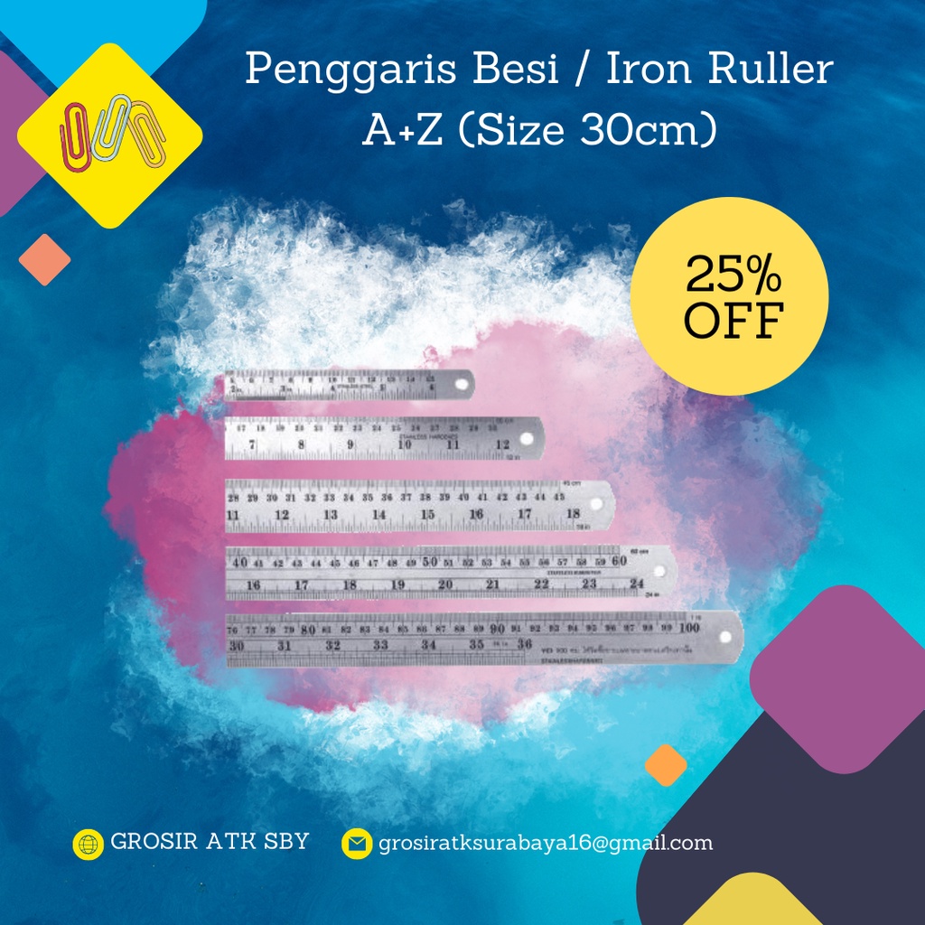 

Penggaris / Garisan Besi Merk A+Z 30 cm