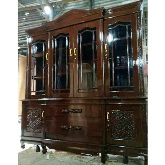 Meja | Lemari Pajangan / Bufet Dari Kayu Jati Model Kaki 6