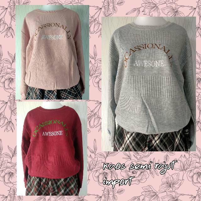 Kaos MF tebal semi rajut import