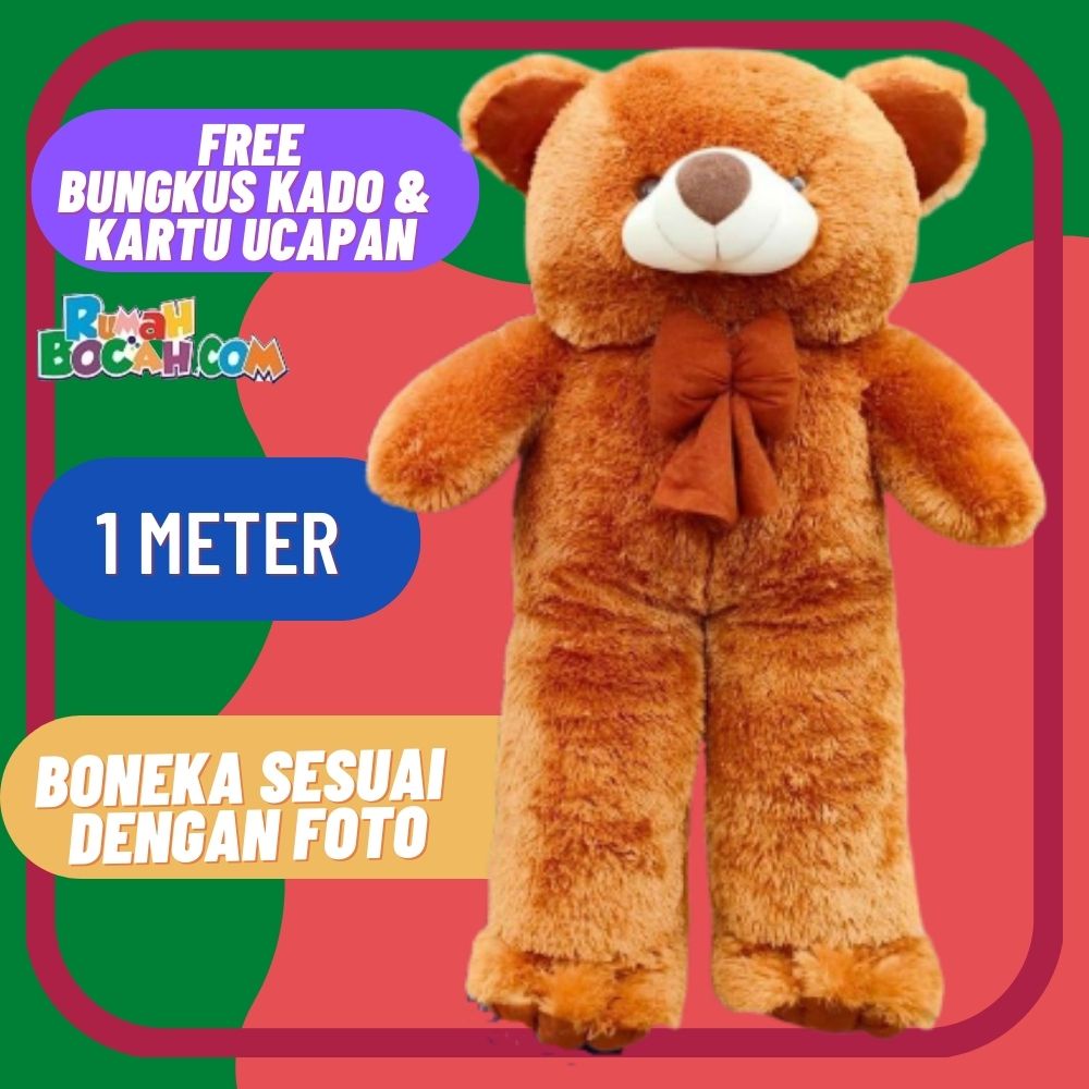 Boneka Beruang 1 Meter Teddy Bear Beruang Jumbo Besar Sujum Coklat untuk Kado Ulang Tahun Kado Anniv