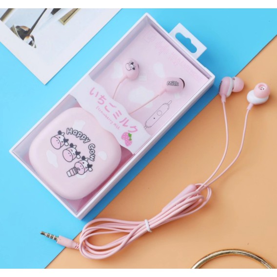 [XY-42] Headset Earphone Motif Gambar SAPI COW Imut Lucu / Wadah Earphone Karakter Kartun Sapi Kerbau Solid