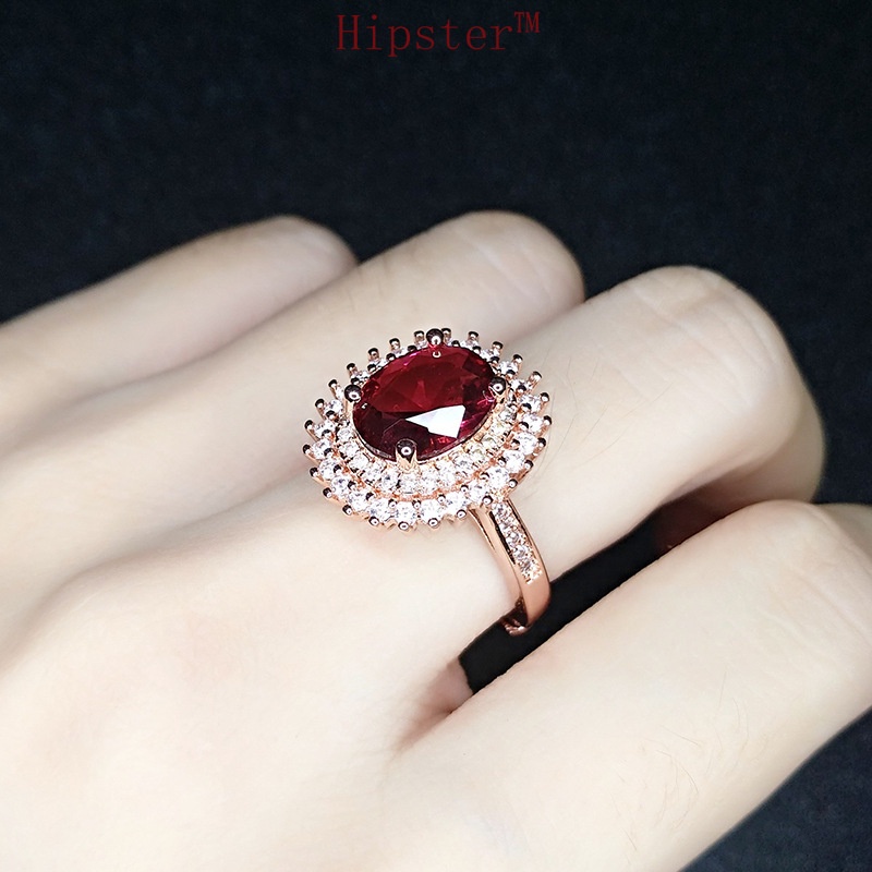 New Fashionable Elegant High-Grade SUNFLOWER Inlaid Ruby Ring