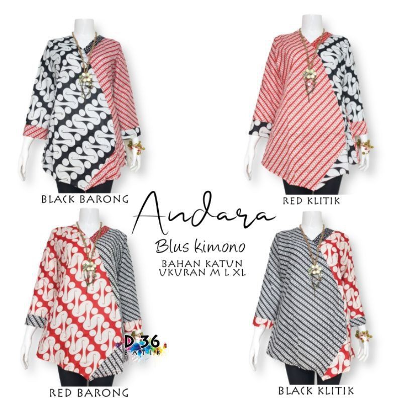 Blouse Blus Katun Halus Andara Atasan Baju Kimono seragam wanita remaja ABG putri Cewek musliimah mo