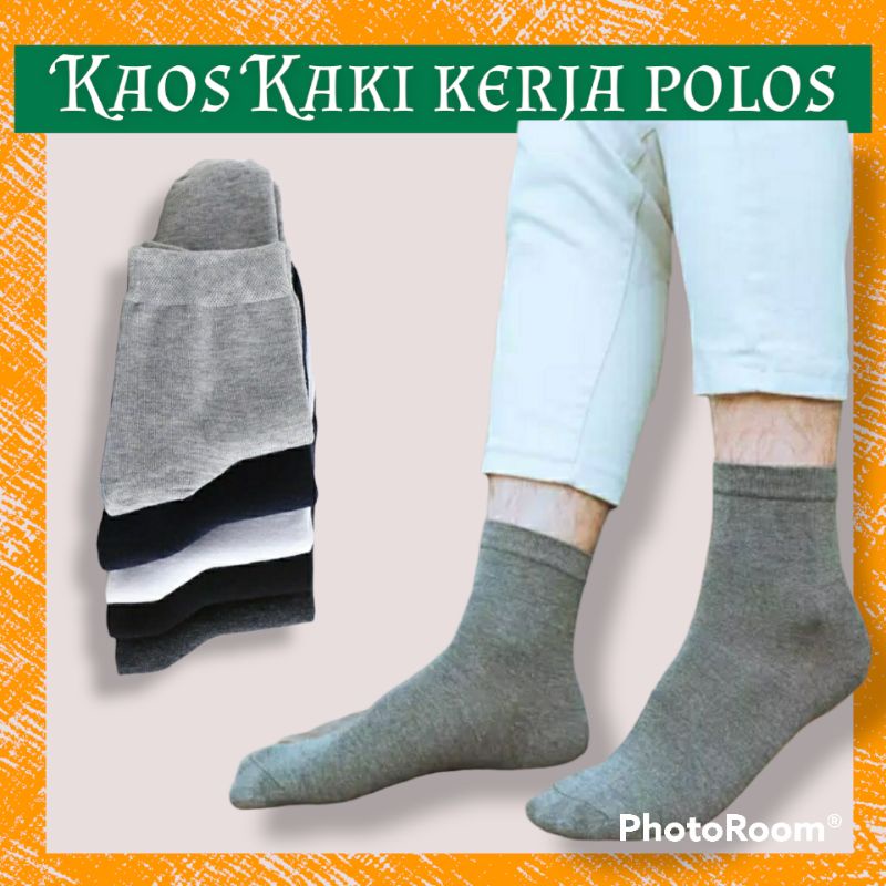 TERMURAH KAOS KAKI PENDEK POLOS PRIA WANITA DEWASA KAOS KAKI KERJA 3/4 MEN POLOS