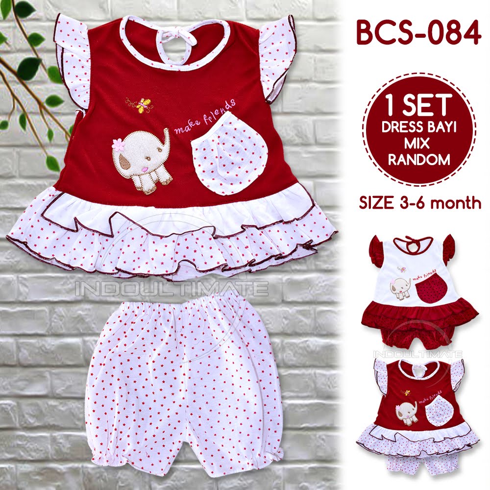 Terusan Baju Bayi Perempuan 1 Set BCS-084 Setelan Baju Bayi Baru Lahir Murah Lucu 3,6 Bulan Pakaian Bayi Perempuan Cewek / Rok Bayi Setelan Baju Bayi Perempuan Murah Lucu