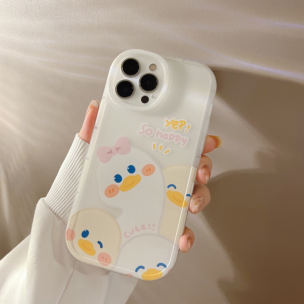 IPHONE Anak Perempuan Lucu Kartun Happy Duck Full Perlindungan Soft Case Cover Untuk Iphone7 8 PLUS XR XS 11 12 13 14 MINI PRO MAX SE 2020