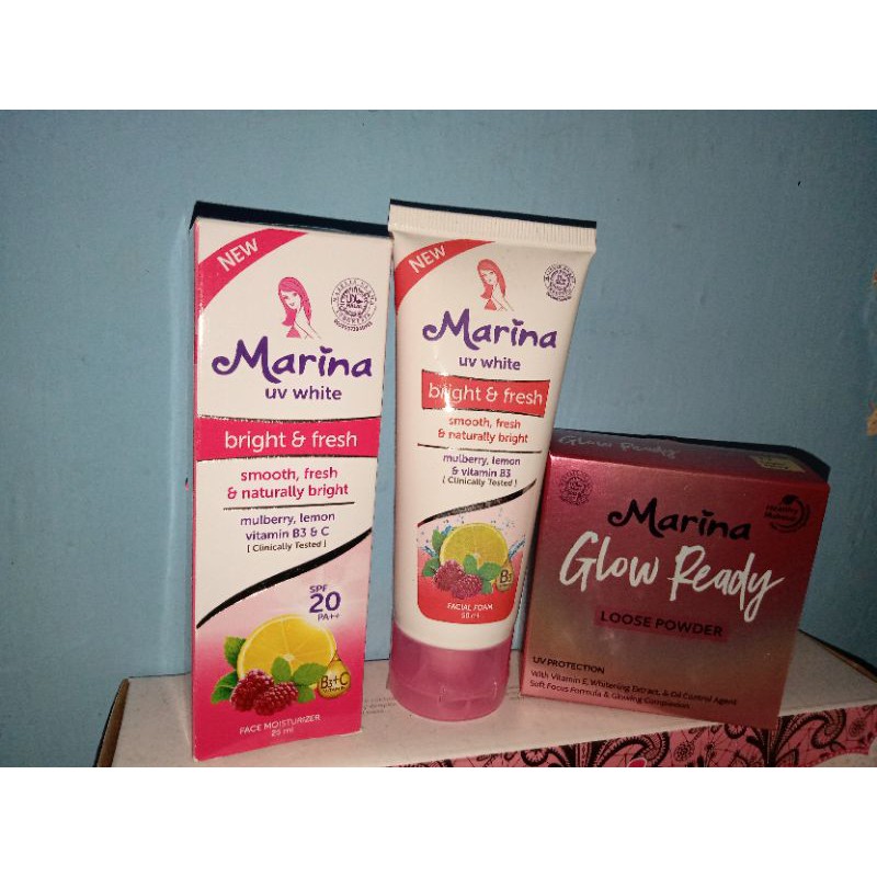 Marina glow ready paket skincare lengkap.