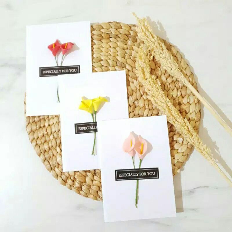 Greeting card / Kartu ucapan kosong terimakasih - thanks (bunga flower artificial fake)