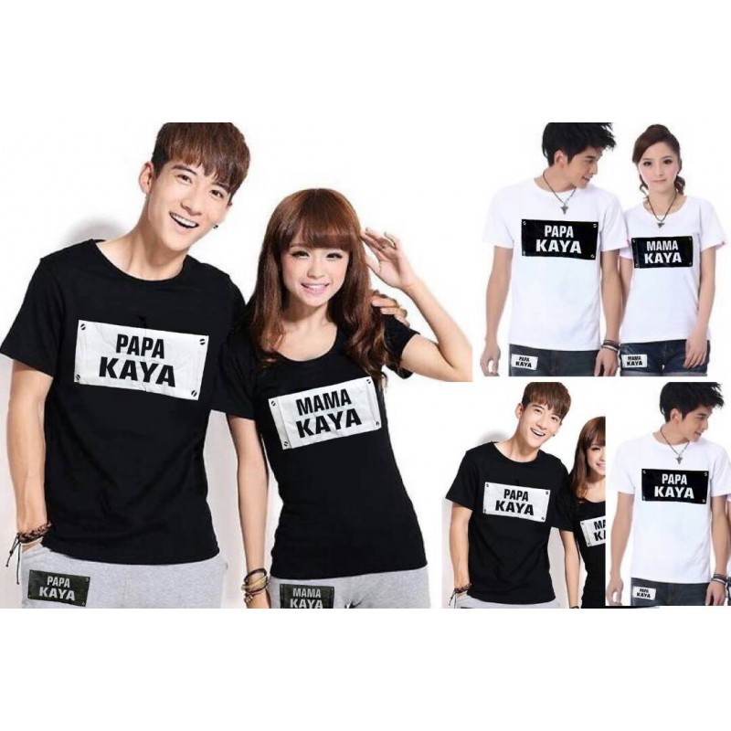 Papa Mama Kaya / baju couple / kaos couple / baju pasangan / dropship