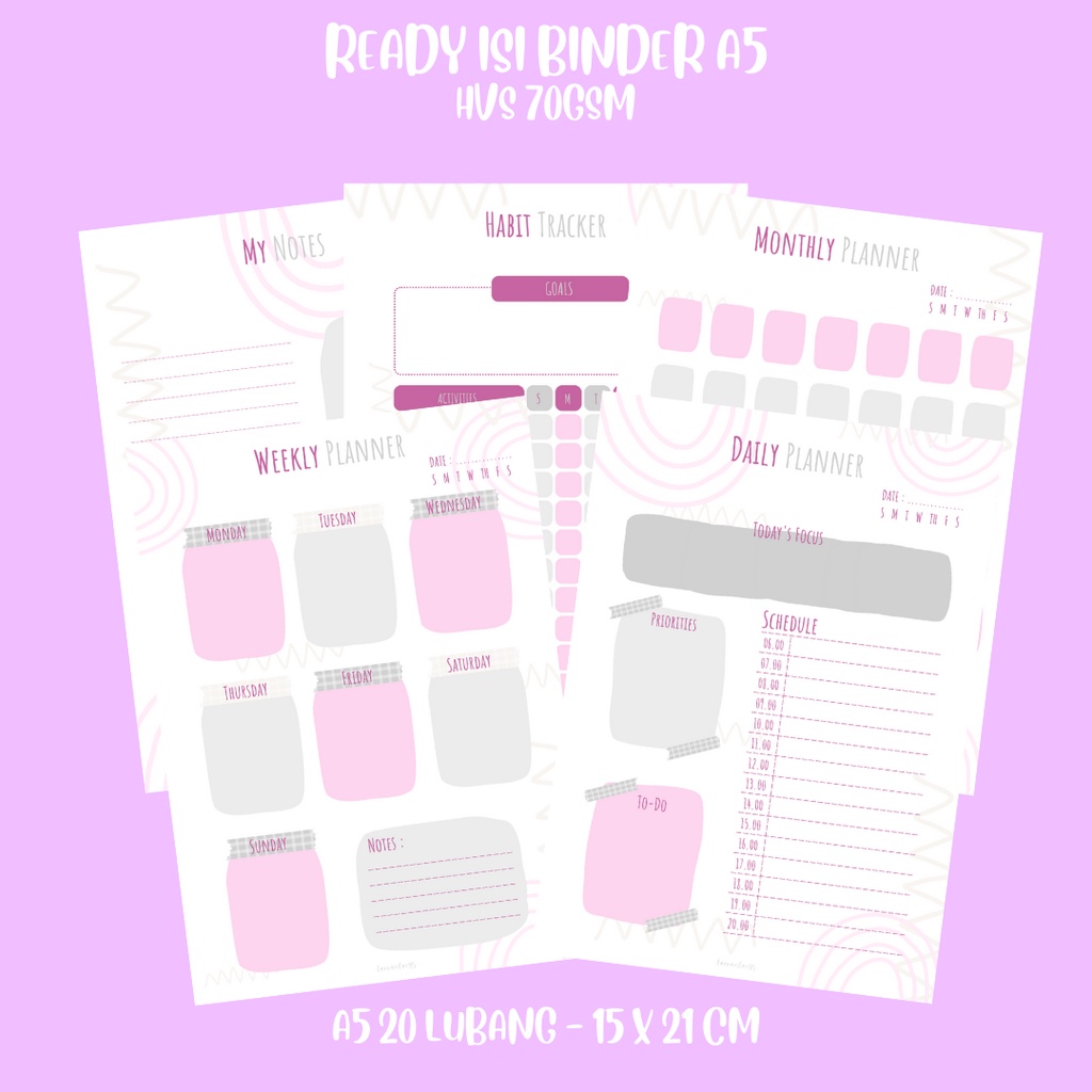 

Daily Planner Basic Memo Agenda Check List Notes Monthly Planner [10 Lembar] by Taevantae95 -PINK VER.3