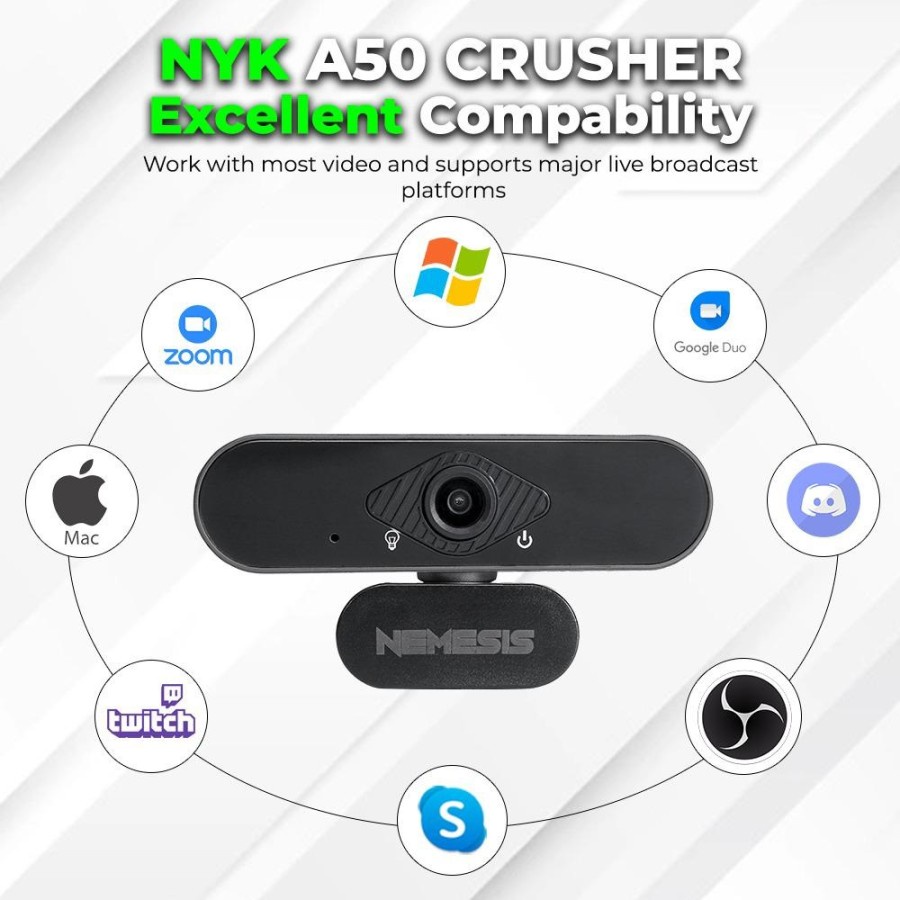 NYK A50 Crusher Full HD 1080p Streaming Gaming Webcam with Microphone