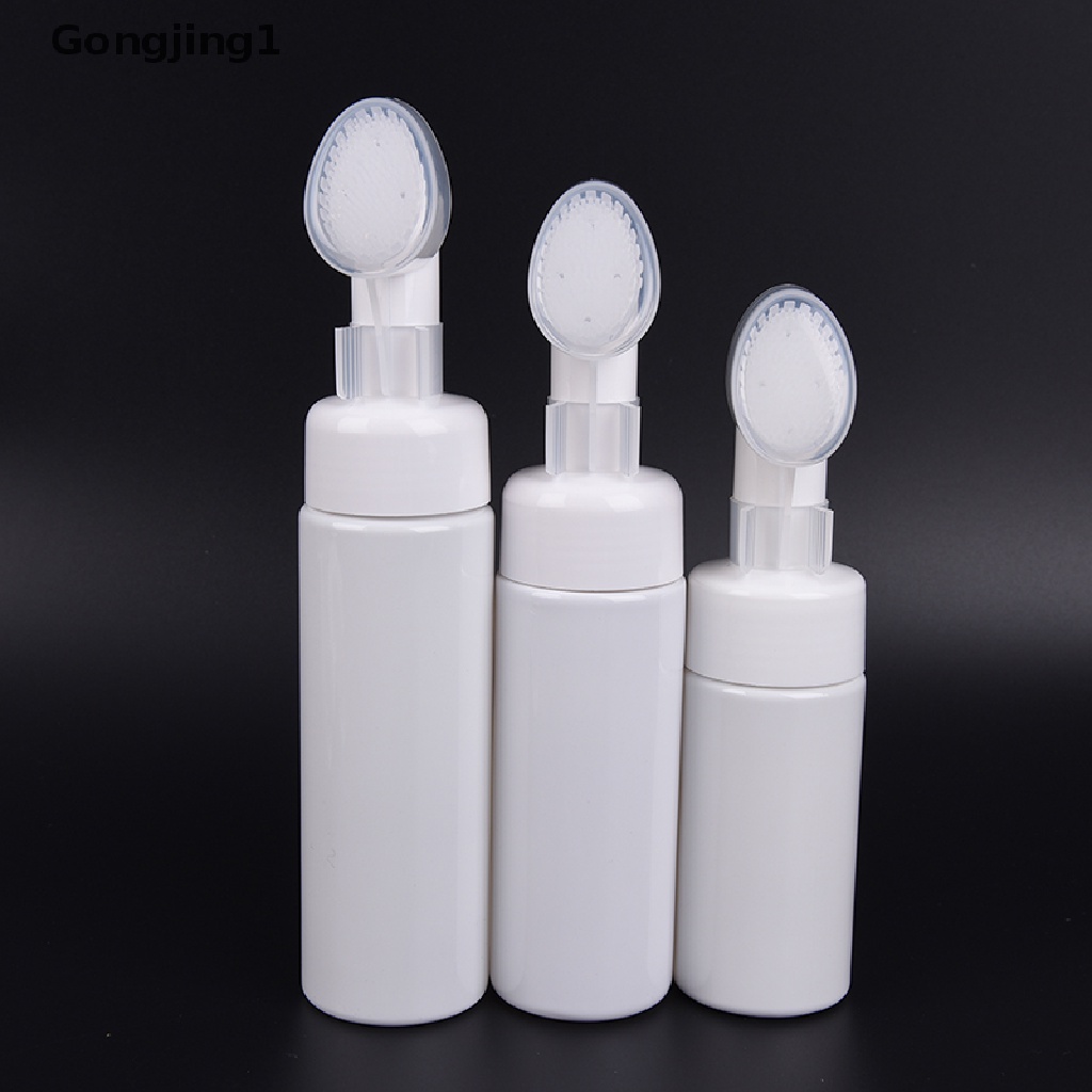 Gongjing1 1pc Botol Pompa Busa Sabun Cair / Mousse Dengan Brush Pembersih