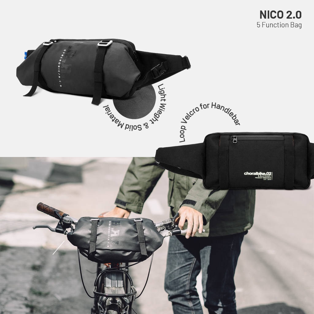 tas sepeda handler bar | NICO 2.0 CHORAL/CHRL | tas sepeda free raincover MULTIFUNGSI bergaransi 100