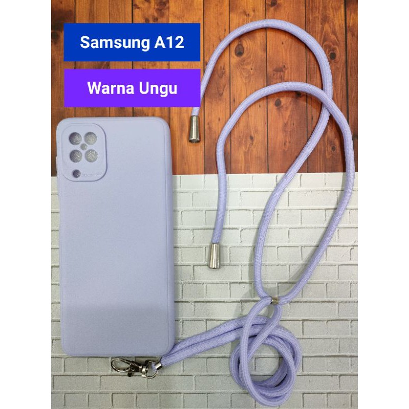 SOFT CASE SAMSUNG GALAXY A12 ANTI PECAH COLORED WITH TALI NYLON PHONE STRAPS