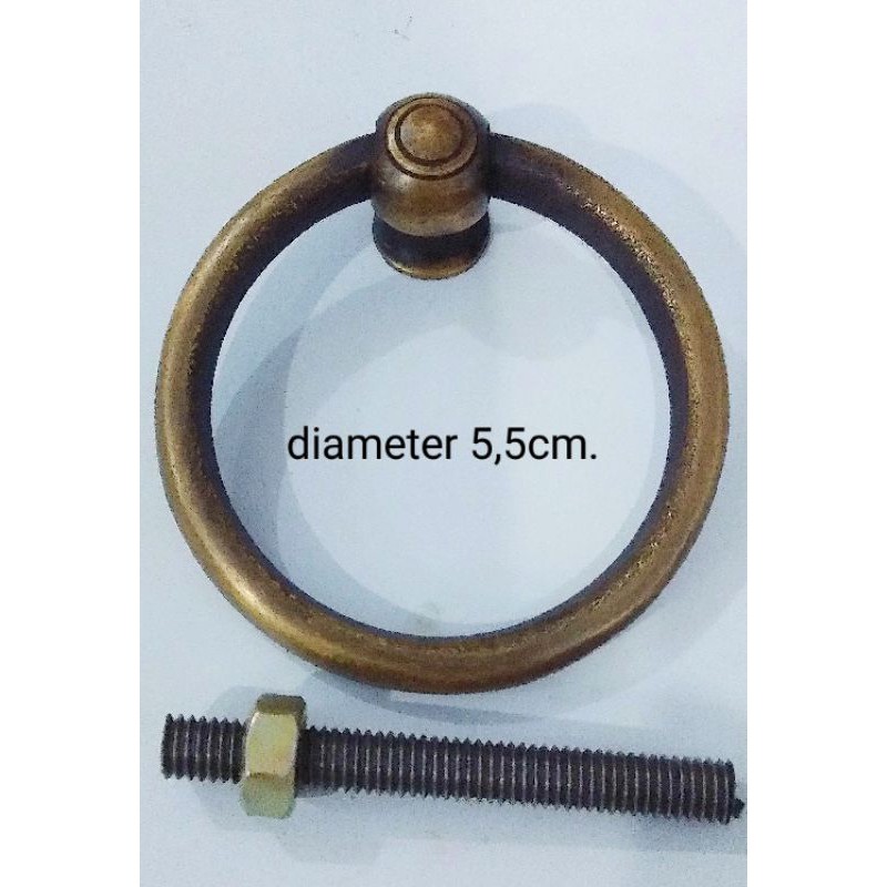 Tarikan/ketukan pintu kuningan antik diameter 10cm. 7,5cm. 5,5cm.