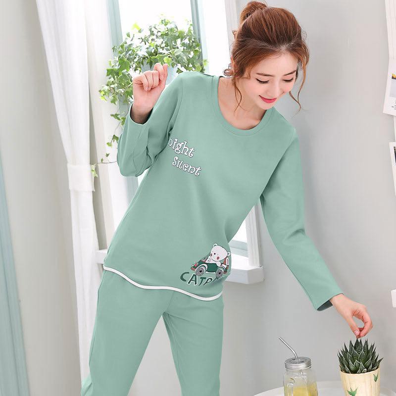 Smile Baju Tidur Wanita Import Setelan Piyama Lengan Panjang Motif Bahan Lembut Fit to XXL 4005-6