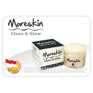 MORESKIN CLEAN AND GLOW / CREAM GLOW GLOWING / KRIM PEMUTIH WAJAH / ANTI FLEK /  KEMASAN BARU
