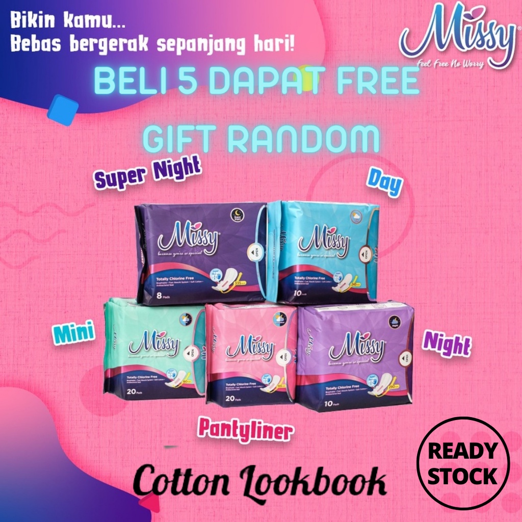 MISSY Pembalut Wanita Pads / Missy Pentyliner Mini Day Night dan Super Night