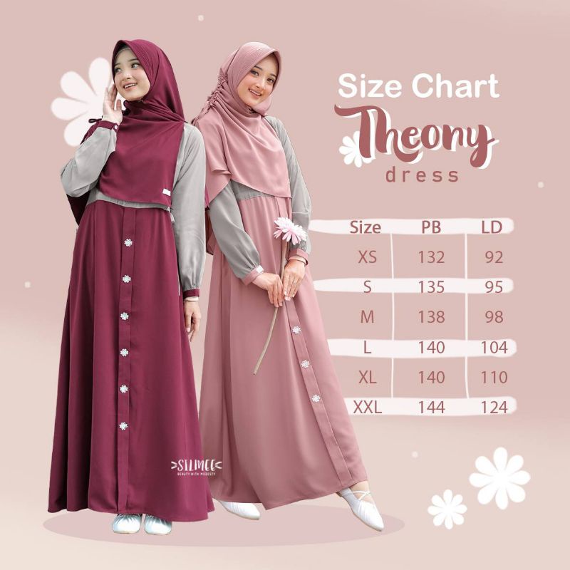 Theony Dress Silmee Gamis Twotone Deoline Variasi Kancing