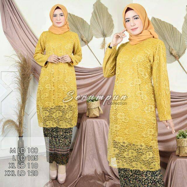 SET KEBAYA TUNIK NAJWA JUMBO/KEBAYA TUNIK BIG SIZE/KEBAYA TUNIK BROKAT