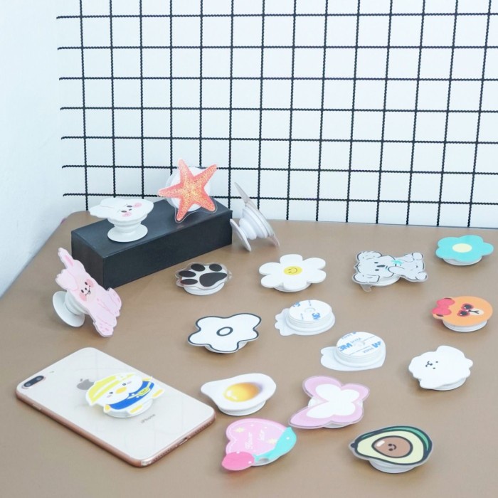 Pop Socket ACRYLIC GLITTER Liquid Karakter Cartoon Lucu Pegangan HP