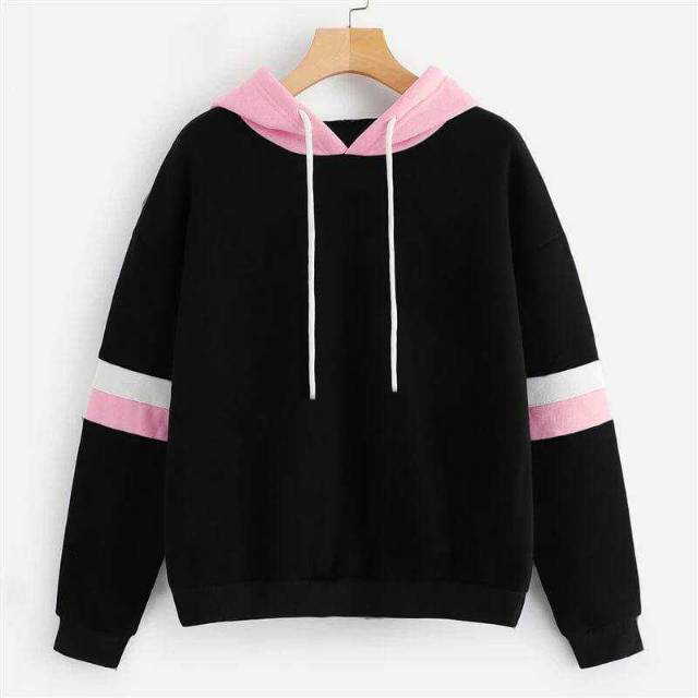Jaket Sweater Korea Style Black Pink Sport