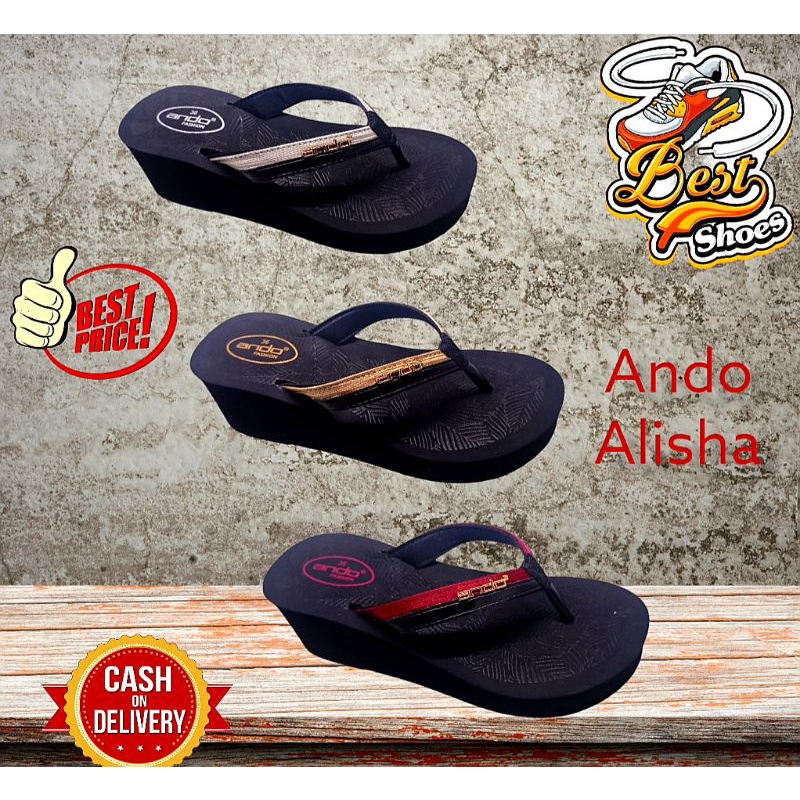 ANDO ALISHA - SANDAL JEPIT WEDGES WANITA DEWASA - ANDO ORIGINAL