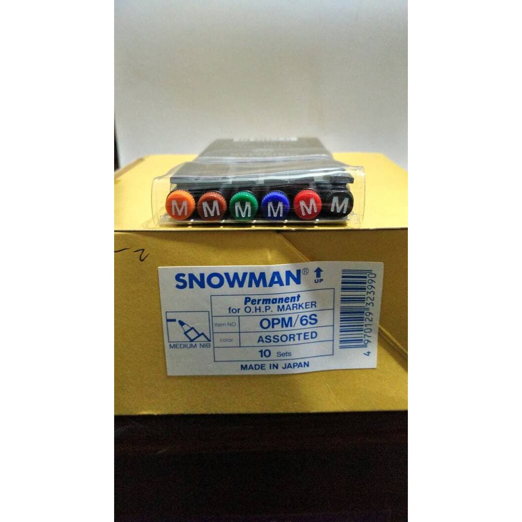 

Stok Ready Snowman Spidol Permanent OHP Marker OPM 6S Medium Nib Set 6 Limited