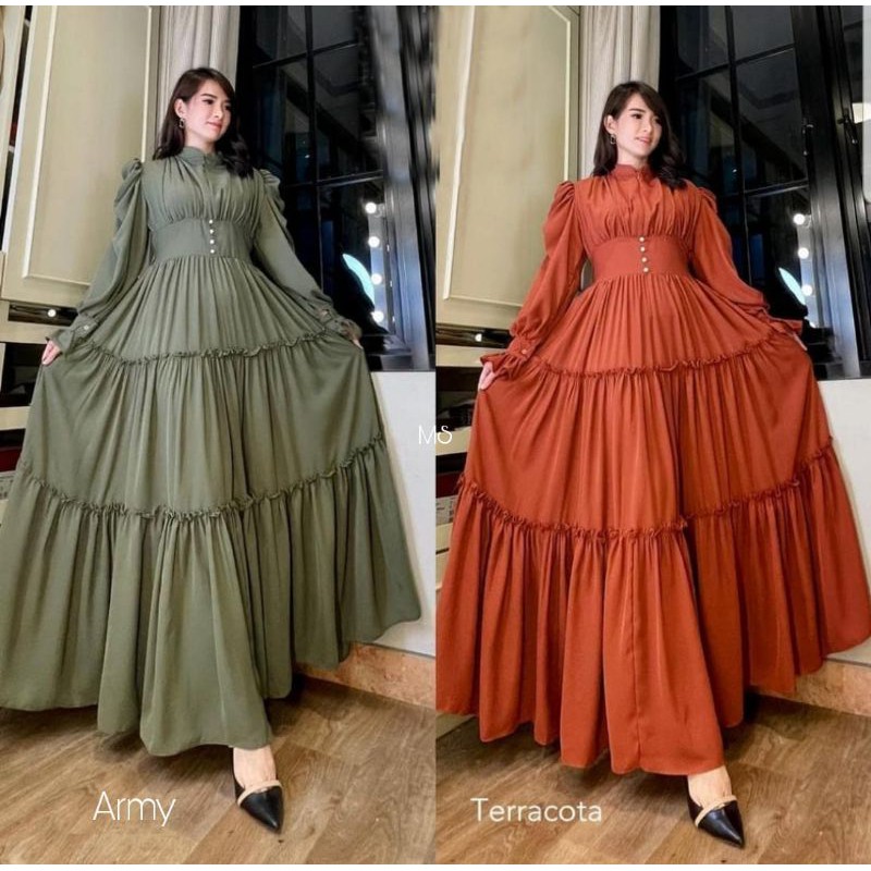 MAXY MAHADEWI PAKAIAN WANITA KEMBANG GAMIS DRESS MAXI MOSCREPE MS ADA VIDEO REAL PICT