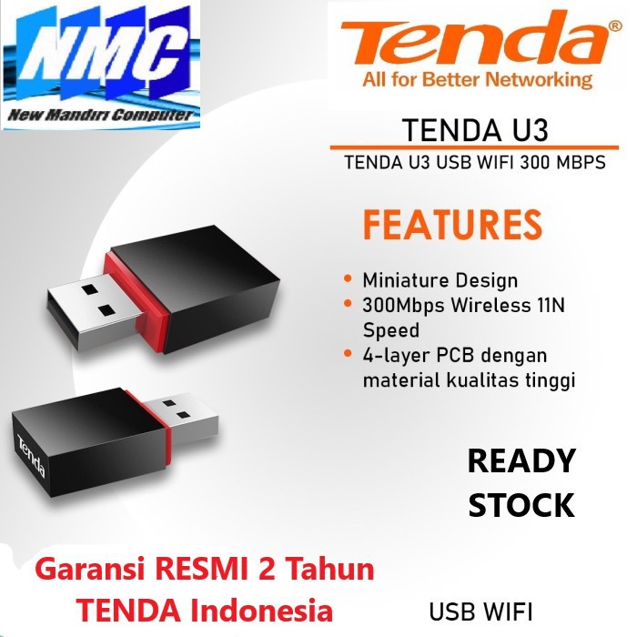 TENDA U3 USB Wireless Adapter FAST 300mbps Wifi Dongle/ Receiver N300