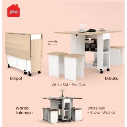 Ready oke] Meja Makan Lipat Set Allison DT120 EXPEDISI