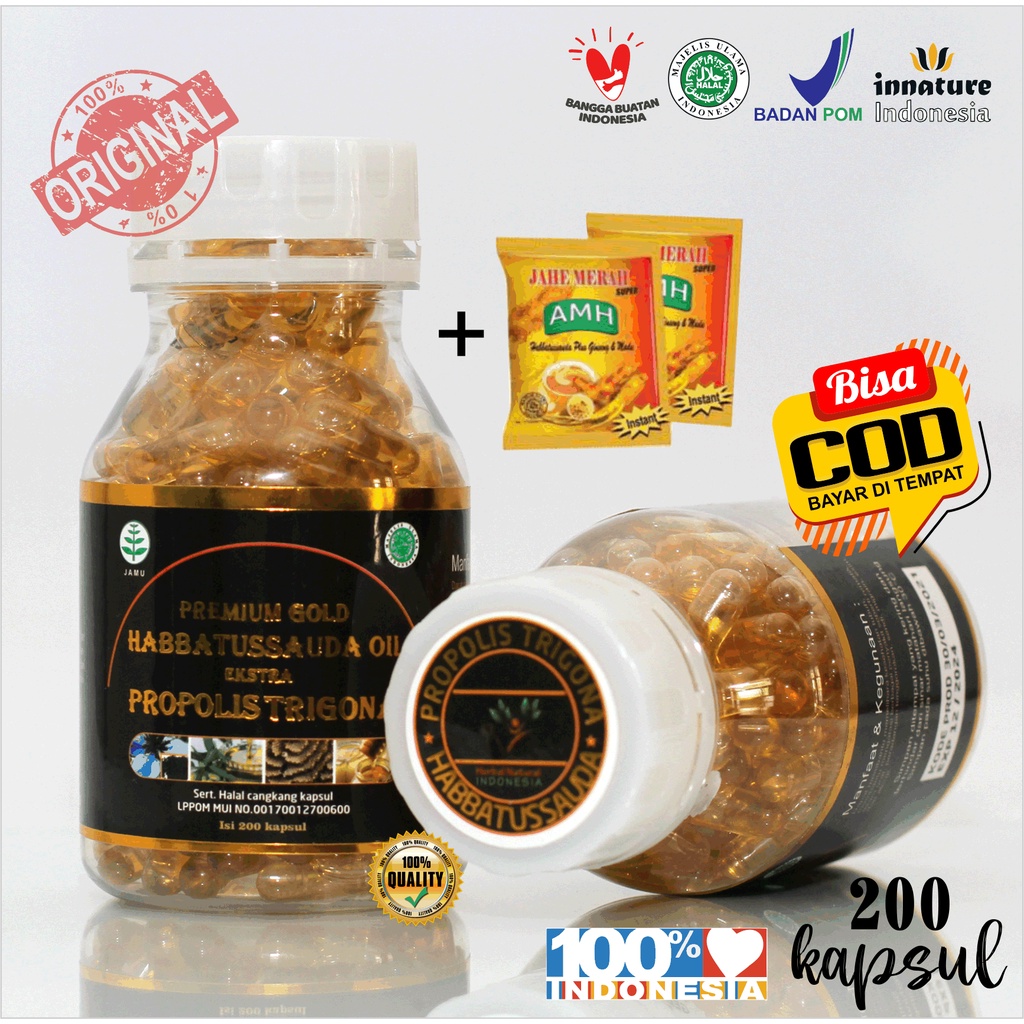 Habbatussauda Extra propolis Trigona 200 kapsul | Innature | Habbatussauda oil | Promil | Premium Go