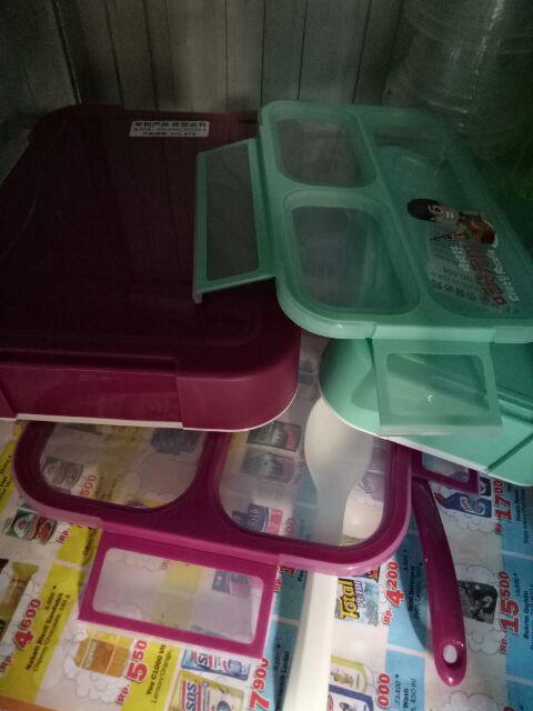 Kotak Makan Yoyee/lunch Box Yoyee/kotak Makan Anti Tumpah Sekat 3 Dan Sekat 4 579  578