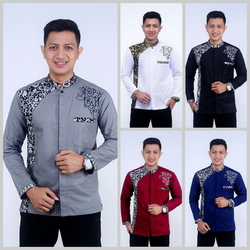 Baju Koko Pria Dewasa Lengan Panjang / Koko Syubbanul Muslimin / Koko Kombinasi Batik