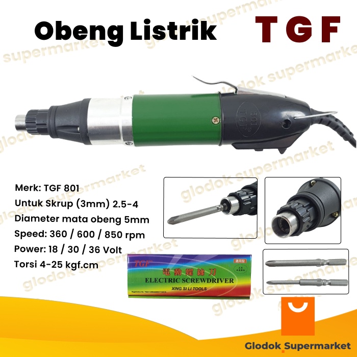 Obeng Listrik TGF 801 Electric Screwdriver Free 2 Mata Obeng Elektrik TGF801