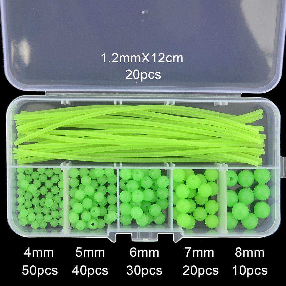 Rebuy Luminous Fishing Beads Float Balls 170pcs/set Fishing Tackles Fishing Rig Tabung Lengan Memancing Umpan Aksesoris Manik-Manik Hijau Manik Umpan Pancing Lure Tackle