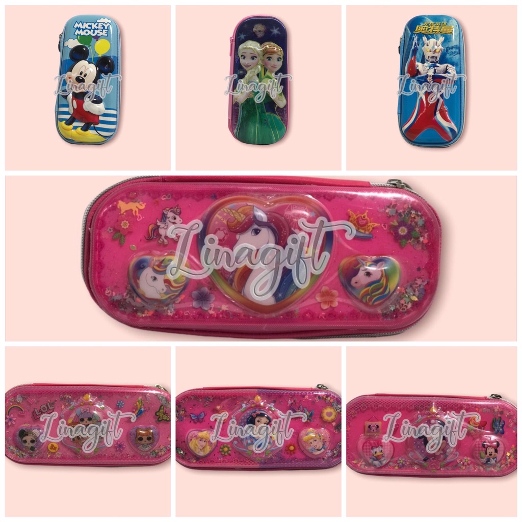 TEMPAT PENSIL KARAKTER - KOTAK PENSIL ANAK / DOMPET PENSIL DISNEY / PENCIL CASE ZIPPER 7D EVA MATT FANCY