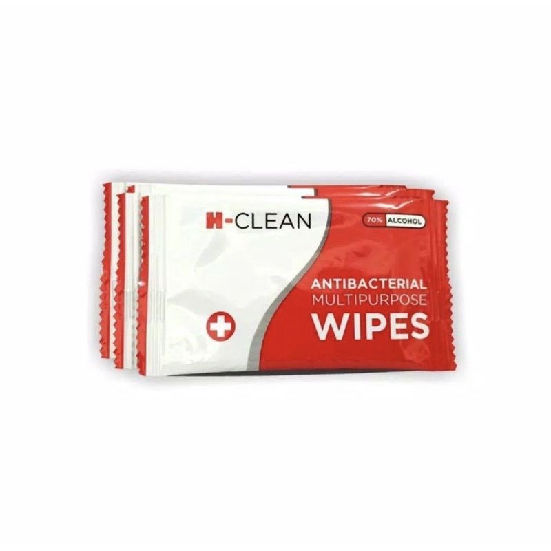20PCS TISSUE BASAH ALKOHOL ANTISEPTIC ANTI KUMAN BAKTERI H-CLEAN SANITARY WIPES PORTABLE TRAVELLING