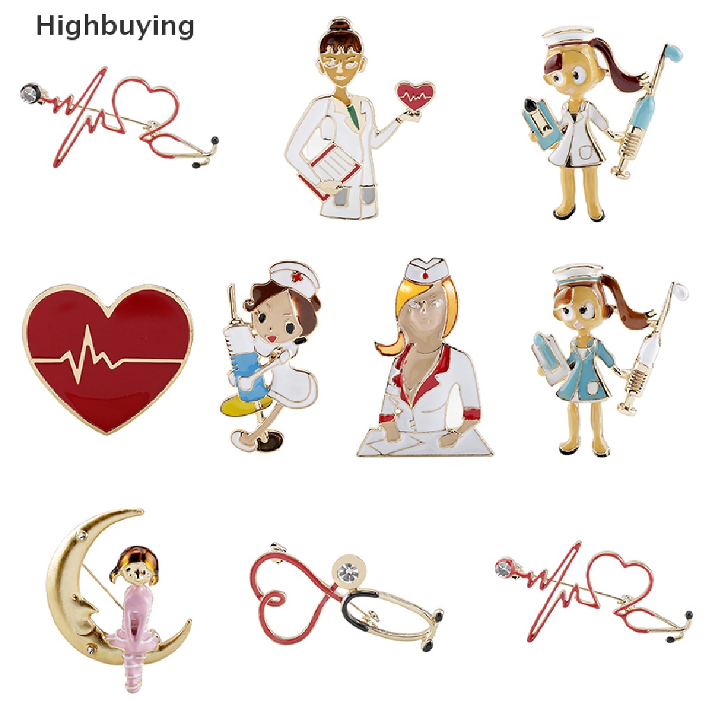 Hbid Bros Pin Enamel Bentuk Stetoskop Electrocardiogram Untuk Dokter / Perawat