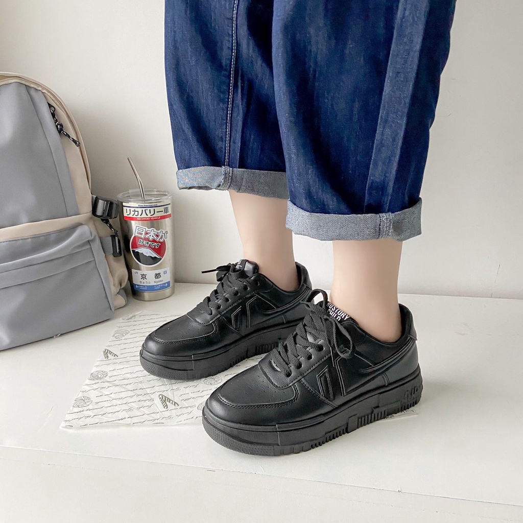[GROSIR][COD] SEVEN_DAY SEPATU SNEAKERS WANITA KOREA IMPORT SPORT SHOES HITAM FQ-39