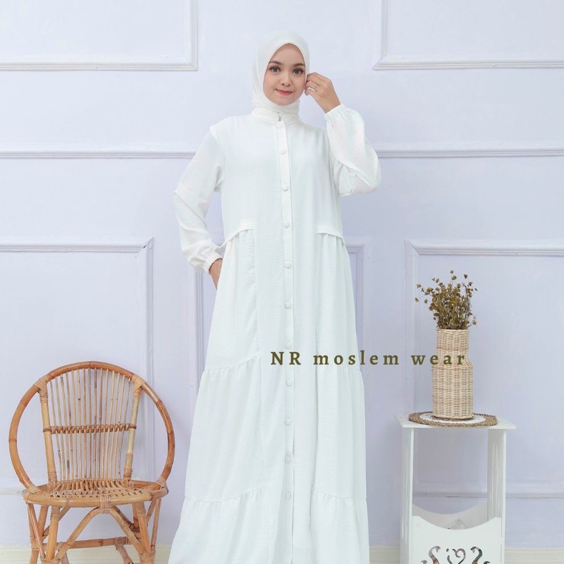 GAMIS ANNISA DRESS PUTIH WANITA HAJI UMROH , BAJU UMROH, GAMIS UMRAH PERLENGKAPAN HAJI UMROH