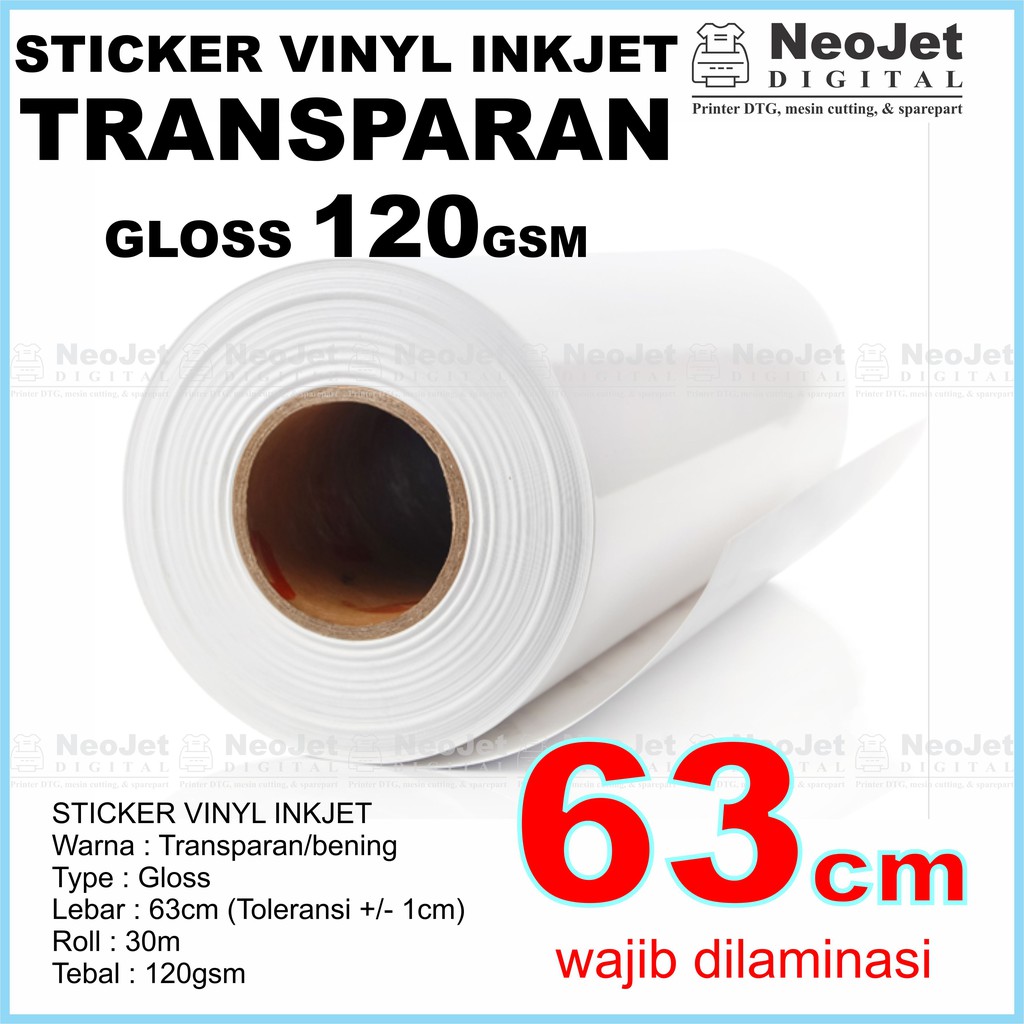 Jual Sticker Stiker Vinyl Inkjet Transparan Bening Lebar Cm Roll