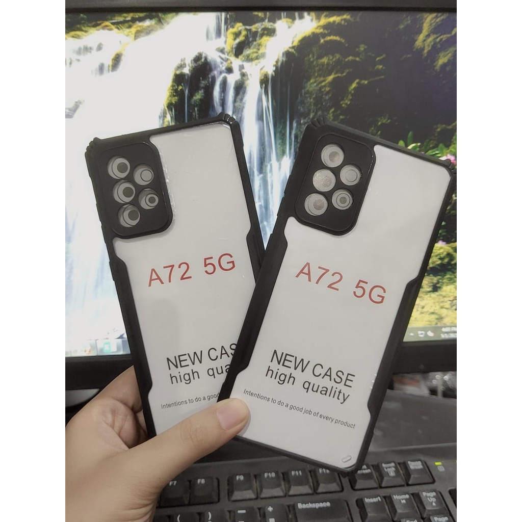 Anti Shocking Samsung A72 5G 6.7 Inchi Hardcase List Hitam Acrylic Case